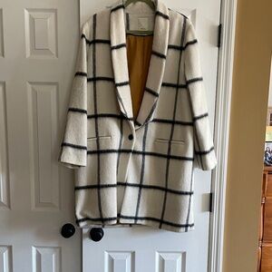 Elevenses White and Black Checkered Teddy Jacket